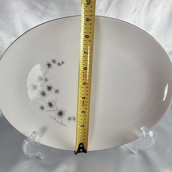 Vtg Starburst Oval Serving Platter and Bowl Creative Fine China 1014 Platinum - Picture 9 of 13